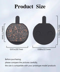 Round bicycle disc brake pad for Hayes Sole, black with copper speckled friction material, front/back view.