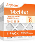 4 Pack 14x14x1 Air Filters MERV 8 Pleated For HVAC AC Furnace Home Office Ideal For Cleaner Indoor Air 13.75x13.75x0.75