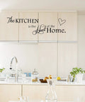 Kitchen Wall Stickers Set With Inspiring Quote The Kitchen Is The Heart Of The Home Vinyl Wall Decal on light kitchen cabinets