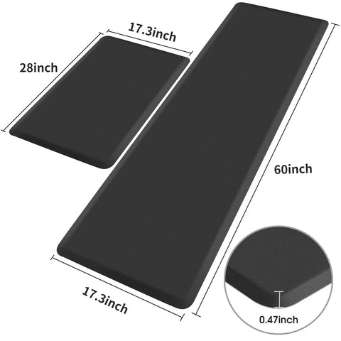 Ergonomic Anti Fatigue Kitchen Floor Mat Set 17.3 By 28 Inches And 17.3 By 60 Inches Cushioned Waterproof PVC Mats For Kitchen