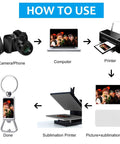 How to use 20 Pack Sublimation Keychain Blanks With Bottle Opener for DIY photo gifts using camera, computer, printer, and sublimation printer