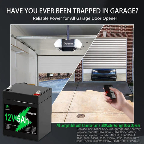 12V 5Ah Rechargeable LiFePO4 Battery Replacement For Garage Door Openers And Home Security Systems Lightweight 1.6 Lb