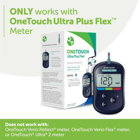 Ultra Plus Flex Compatible Diabetic Test Strips, 60 Count Two Box Pack with glucose meter image