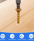 Heavy-Duty Outdoor Wood Deck Screw Kit With Bronze Epoxy Coated Rust Resistance, T25 drive bit installing screw into wood