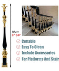 Rock Solid Aluminum Stair Balusters And Cuttable Deck Railing Spindles With Easy Install Adjustable Angles For Indoor Outdoor Porch Balcony Projects Pro Level Pack Of 10 on stairway with gold accents.