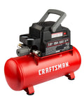 2 Gallon Portable Air Compressor With Knockout Oil Free Motor Delivering A Steady 125 Psi, red tank design with hose connection features.