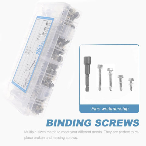 Socket Head Screws Kit In 410 Stainless Steel, 100 Piece Assortment, showing screws and driver