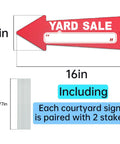 Red Arrow Yard Sale Signs With Stakes 16x5 Inches Double Sided Outdoor Estate Sale Signs For Business This Way Arrow Yard Signs Plastic Garage Sale Sign Outdoor Three Pack dimensions and stakes