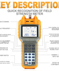 Beefy Coax Cable Tracer And CATV Tester For Signal Level And Continuity Handheld TV RF Meter with LCD display and buttons.