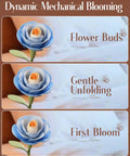 Starry Camellia Lamp DIY 3D Flower Night Light Kit With 73 Laser Cut Pieces For Bedroom Decor Mesmerizing Blooming Motion Powered By A Gentle 5 RPM Motor, blue flower bud view