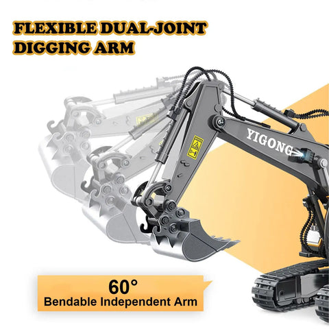 Flexible dual-joint digging arm of Boss 11 Channel RC Excavator Toy With 680 Degree Rotation And Alloy Bucket One Twentieth Scale