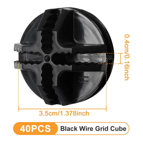 40 Piece Plastic Storage Cube Connectors for Wire Grid Shelving and Modular Closet Organizer Replacement Parts Durable ABS Reusable Black Connectors for Cube Grids Easy Assembly and Strong Support