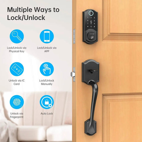 Premium Smart Front Door Lock With Hella Secure Fingerprint Deadbolt Sleek Wireless Keyless Entry Set Easy Bluetooth Keypad And Auto Lock That Plays Nice With Alexa For Zero Hassle Daily Home Access Matte Black