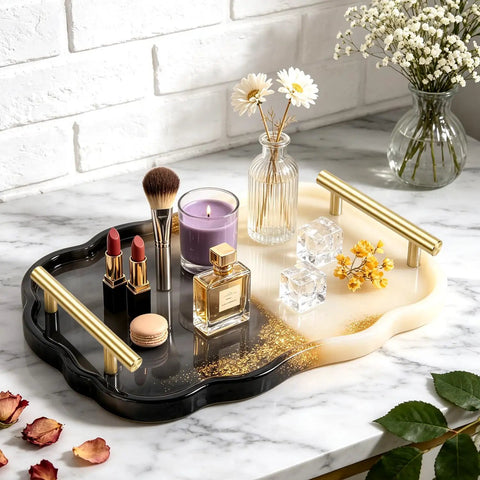 Decorative tray with Brushed Gold 6 Inch Stainless Steel Cabinet Pulls With 3.8 Inch Hole Center Modern Drawer Handles