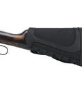 Black Buffalo Hide Leather Waxed Canvas Recoil Reducing Pad For Buttstock Extension And Cheek Rest With Rifle Shell Holder Fits.22LR.22MAG.17HMR