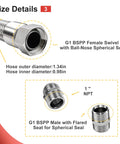 Heavy Duty Stainless Steel Air Compressor Jumper Hose One Inch By Twenty Feet G1 BSPP fittings and size details.