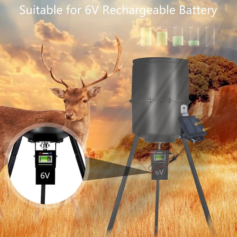 Solar Panel 6V For Deer Feeder With Adjustable Mounting Bracket And Alligator Clips in nature setting