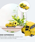 Yellow Metal Truck Decor With Artificial Sunflowers Vintage Farmhouse Charm Tiered Tray Ornament small yellow metal truck with sunflowers