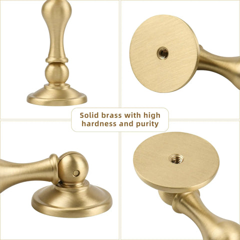 Solid Brass Cabinet Knobs 2 Pack Brushed Gold Boss Level Drop Pulls For Dresser And Drawers Modern Cupboard Wardrobe Pendant Knob Bedroom And Bathroom Cabinet Hardware Easy Install Rust Resistant 2.55 Inch Length, brushed gold brass detail