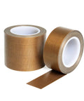Two rolls of high temperature PTFE fabric tape, 1 inch by 33 feet and 2 inch by 33 feet, for vacuum sealers and hand impulse sealers.