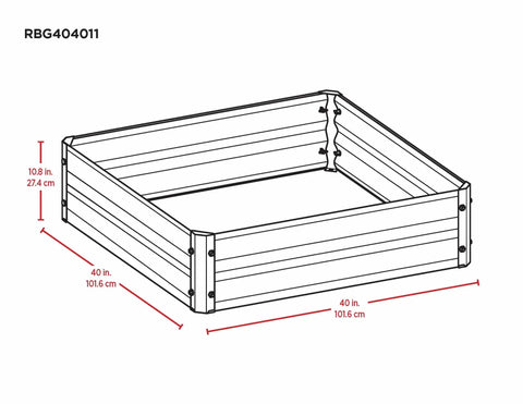 Galvanized Steel Raised Garden Bed For Flowers And Plants diagram with 40x40 inch dimensions and easy assembly structure.
