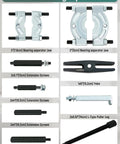 5 Ton Bearing Removal Puller Kit With 2 Inch And 3 Inch Jaws For Wheel Hub And Axle Bearing Separator components display