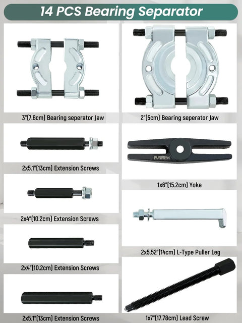 5 Ton Bearing Removal Puller Kit With 2 Inch And 3 Inch Jaws For Wheel Hub And Axle Bearing Separator components display