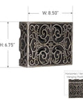 Hand Painted Renaissance Crackle Carved Box Doorbell Chime, 2 Note T1610 Compatible, dimensions, wall mountable directions