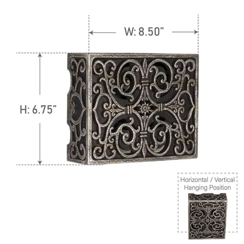 Hand Painted Renaissance Crackle Carved Box Doorbell Chime, 2 Note T1610 Compatible, dimensions, wall mountable directions