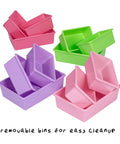 Stacked colorful bins from Kids Toy Storage Organizer With Bins In Pastel Colors, Wall Mounted Design With 12 Bins Across Four Tiers, BPA Free Safe