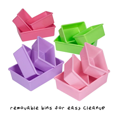 Stacked colorful bins from Kids Toy Storage Organizer With Bins In Pastel Colors, Wall Mounted Design With 12 Bins Across Four Tiers, BPA Free Safe