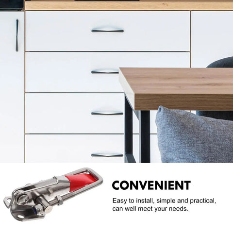 1 Pair Adjustable Toggle Clamp Latch Heavy Duty Stainless Steel With Red PVC Handle Compact Design And Easy Installation