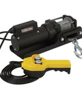 AC Powered Electric Winch For Heavy Duty Lifting With 1500 Lb Capacity, 120 Volt 1.5 HP Motor, 35 Feet Wire Rope, Aircraft Grade Galvanized Cable, 153:1 Gear, 10 Feet Per Minute Line Speed, Auto Braking And Free Spool, with hook and remote