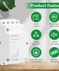 Rugged 25A AC Contactor Featuring Four Normally Open Terminals And Din Rail Mounting with small volume and stable operation