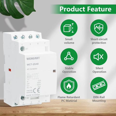 Rugged 25A AC Contactor Featuring Four Normally Open Terminals And Din Rail Mounting with small volume and stable operation