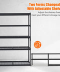 Beefy Heavy Duty Metal Shelving Unit With Adjustable Racks For Serious Garage Storage 5 Tier Steel Shelves 2500 Lb Capacity Basement Workshop Must Have Organizer For Tools And Supplies 48x24x72, black steel shelves