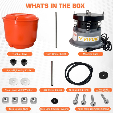 9Lb Vibratory Tumbler Polishing Machine For Rocks And Metal Parts, showing components including tumbler bowl and machine base.