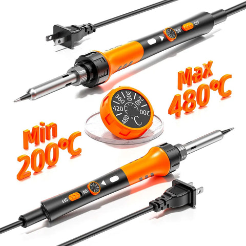 60W Adjustable Temperature Soldering Iron Kit With 9 In 1 Accessory Set Five Tips Solder Wire Stand For Easy Electronics Repair And DIY Soldering At Home For Hobbyists