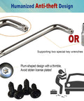 Black Stainless Steel License Plate Screws Kit With Matte Black Caps For Front Bumper Mounting Anti Theft Self Tapping Hardware Heavy Duty Tag Frame Insert Fasteners And Weather Resistant Fasteners showing special key wrenches.