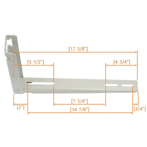 Universal Outdoor Wall Mount Bracket for Ductless Mini Split Air Conditioner Heat Pump Systems with measurements shown