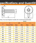 Specifications and quantity chart for Flat Head Socket Cap Screws Set M3 x 8mm, DIN 7991, 304 Stainless Steel.