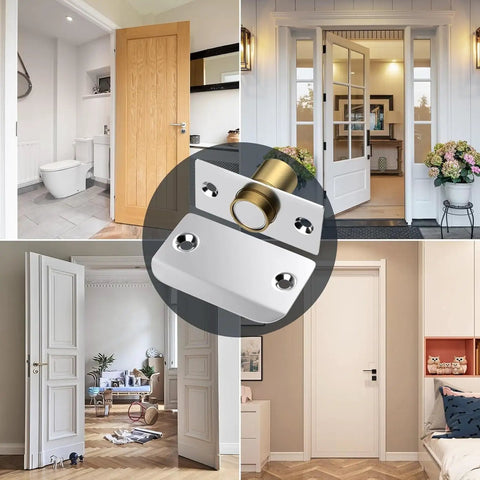 Magnetic Door Catch 2 Pack Adjustable Cabinet Magnets For Smooth Slam Free Closure shown in various door installations