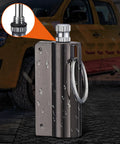 Forever Flint Fire Starter Infinity Lighter Keychain with bottle opener and multitool, shown waterproof outdoors.