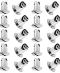 Heavy Duty Stainless Steel Quarter Turn Fasteners 20 Pack Chrome Plated 7/16 Oval Button Latches.500 Inch Grip visible in rows.