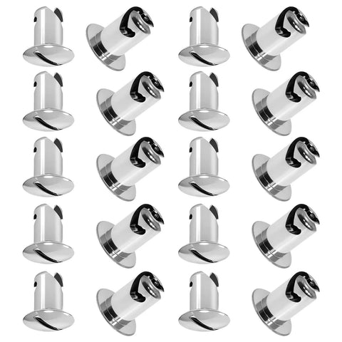 Heavy Duty Stainless Steel Quarter Turn Fasteners 20 Pack Chrome Plated 7/16 Oval Button Latches.500 Inch Grip visible in rows.