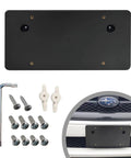 Zero Hassle License Plate Bracket Adapter Kit For Subaru WRX STI Forester Crosstrek Impreza 2012 To 2023 with mounting screws and tools.