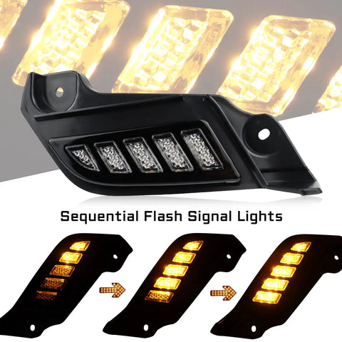 Full LED DRL Lens Front Headlight Side Marker Bumper Light Kit For 2012 2015 Toyota Tacoma, sequential amber signal