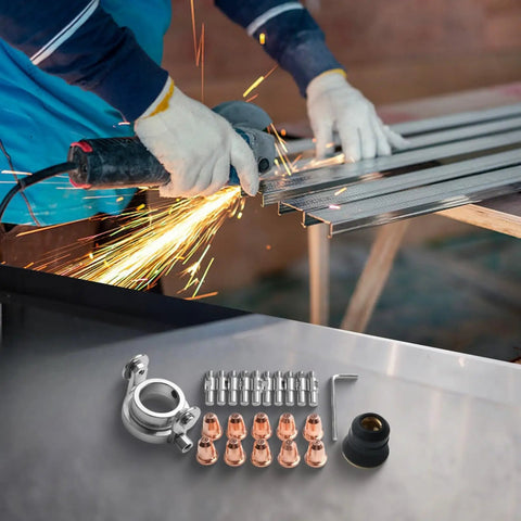 Solid 22 Piece Plasma Cutter Consumables Kit For Trafimet S45 And S25 Torches With High Grade Copper Parts for welding setup.