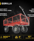 Heavy Duty Steel Utility Cart With 800 Pound Load Capacity 4 Cu Ft Bed Black Finish Removable Side Panels Displayed