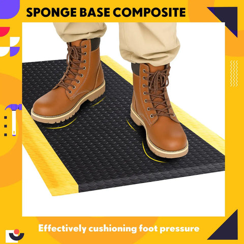 Boots on Ergonomic Anti Fatigue Floor Mat Two By Three Foot ESD Conductive Pad With Ground Wire Heavy Duty Standing Mat